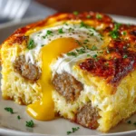 Sausage Egg and Cream Cheese Hashbrown Casserole First Image