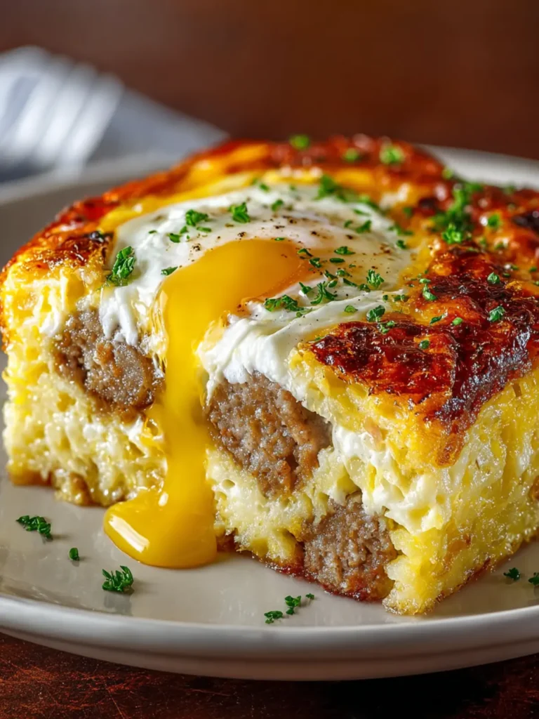 Sausage Egg and Cream Cheese Hashbrown Casserole First Image