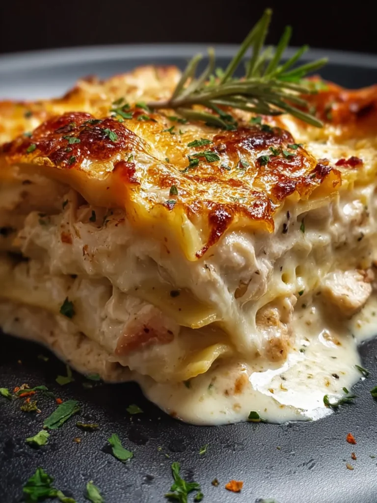 High Protein Keto Chicken Alfredo Lasagna First Image