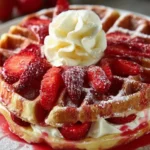 Strawberry Cheesecake Stuffed Waffles First Image