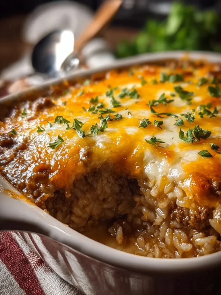 French Onion Ground Beef Rice Casserole First Image