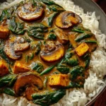 Flavorful Spinach and Mushroom Curry First Image