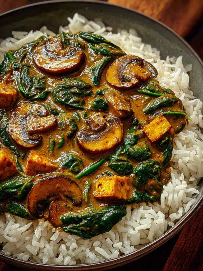 Flavorful Spinach and Mushroom Curry First Image