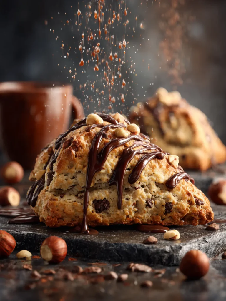 Mocha Glazed Chocolate Chip Hazelnut Scones First Image