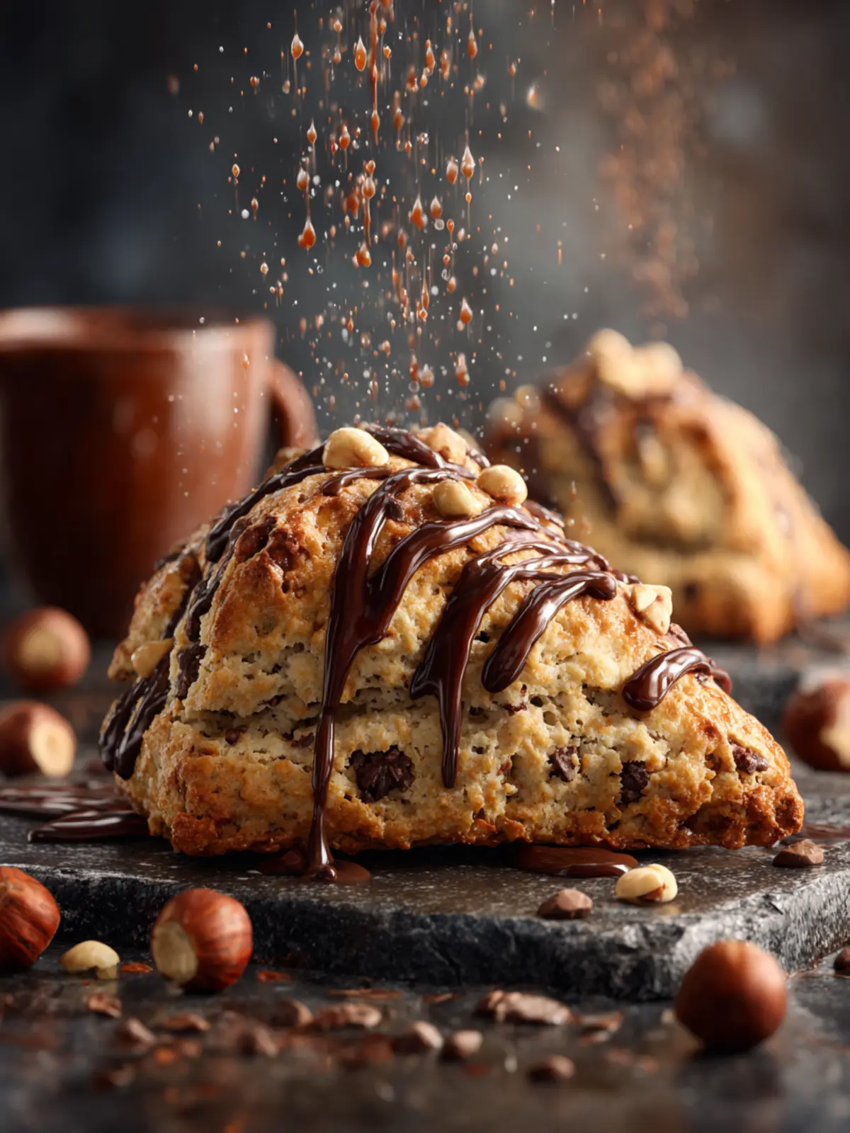 Mocha Glazed Chocolate Chip Hazelnut Scones First Image